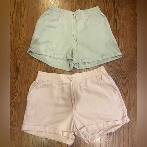 Como Vintage High Waist Shorts - Light Green and Soft Pink